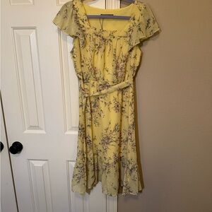 Floral Yellow Midi Dress